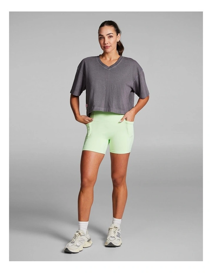 V Neck Hip Length Tee in Smoke image 6