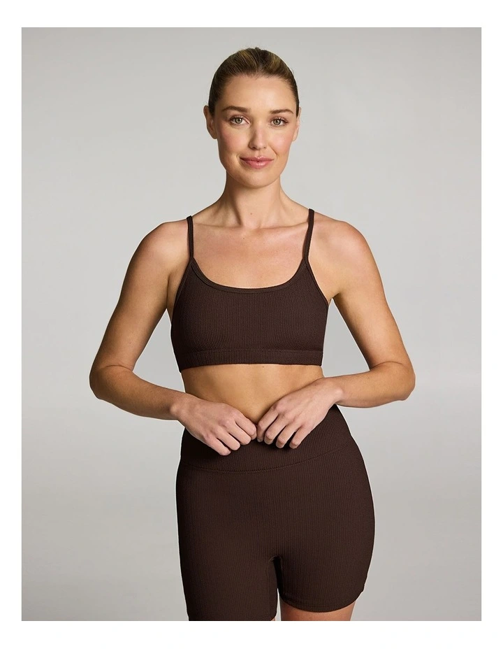 Gym and Swim Scoop Crop in Brown image 1