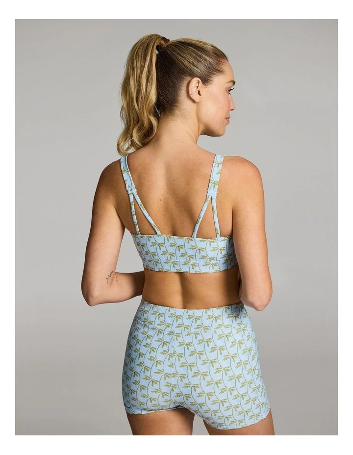 Gym and Swim Medium Impact Sports Bra in Light Sky Palm image 2