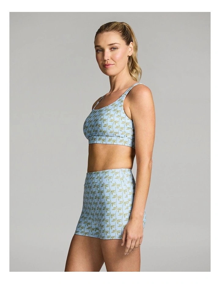 Gym and Swim Medium Impact Sports Bra in Light Sky Palm image 3
