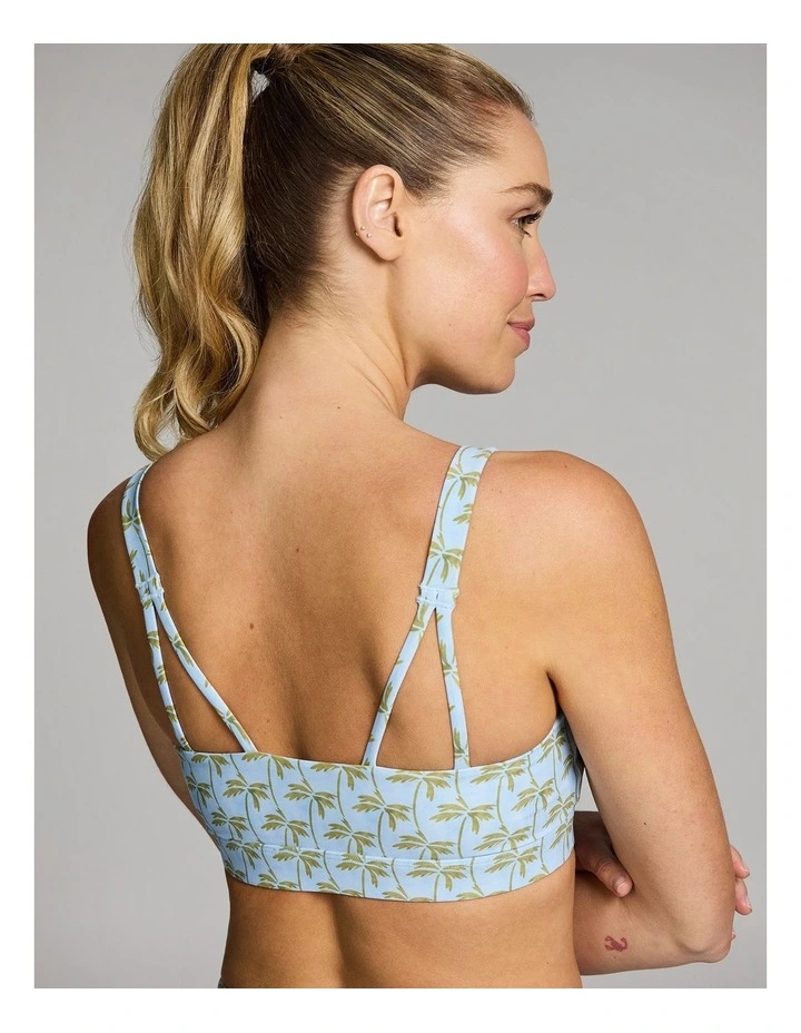 Gym and Swim Medium Impact Sports Bra in Light Sky Palm image 4