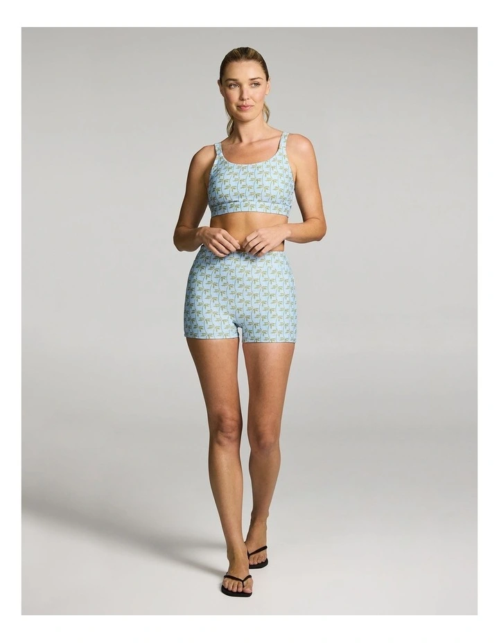 Gym and Swim Medium Impact Sports Bra in Light Sky Palm image 6