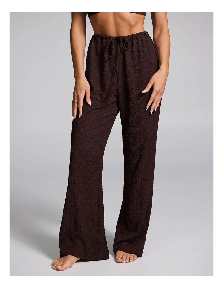 Textured Straight Leg Pant in Chocolate image 1