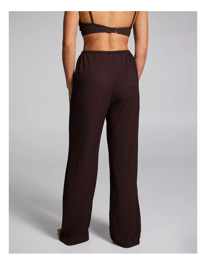 Textured Straight Leg Pant in Chocolate image 2