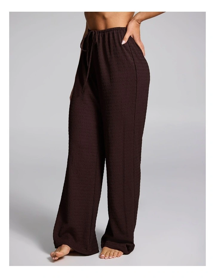 Textured Straight Leg Pant in Chocolate image 3