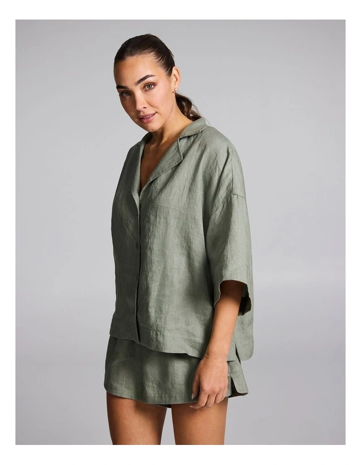 Linen Shirt in Khaki image 3