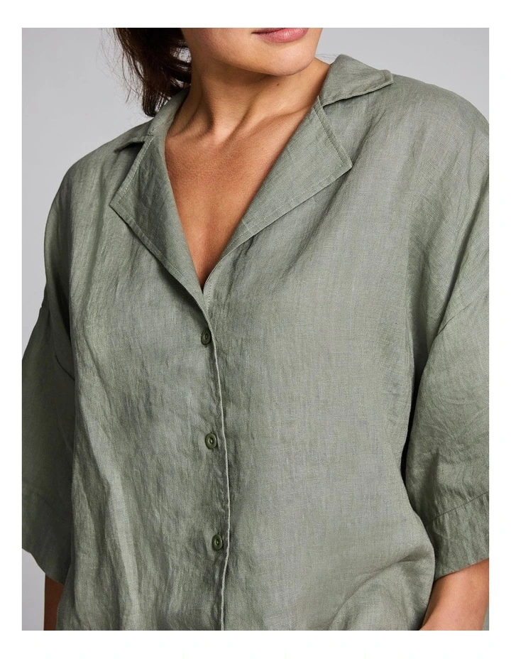 Linen Shirt in Khaki image 4