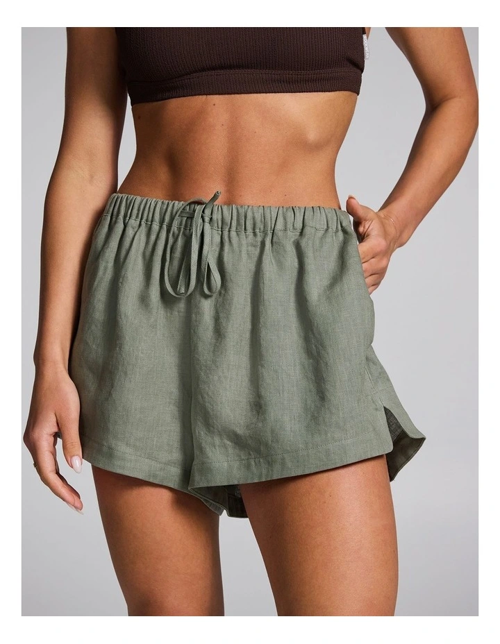 Linen Shorts in Khaki image 1