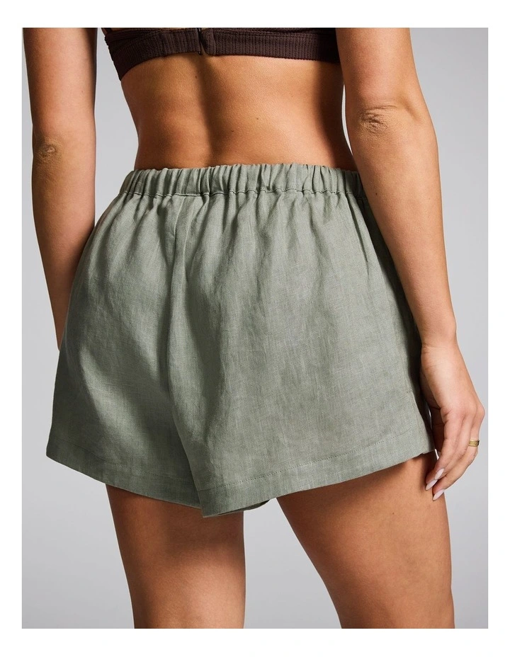 Linen Shorts in Khaki image 2