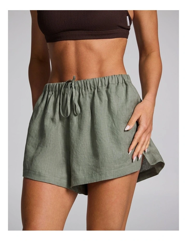 Linen Shorts in Khaki image 3
