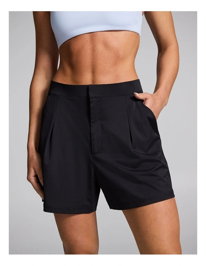 Stretch Fly Front Shorts in Black image 1