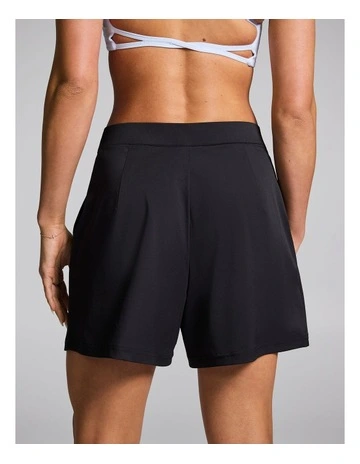 Stretch Fly Front Shorts in Black