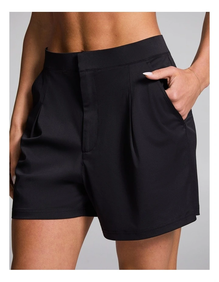 Stretch Fly Front Shorts in Black image 4