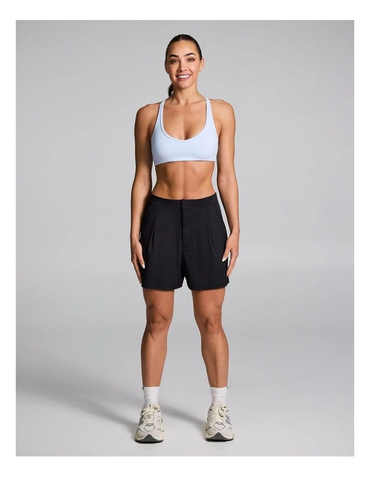 Stretch Fly Front Shorts in Black image 5