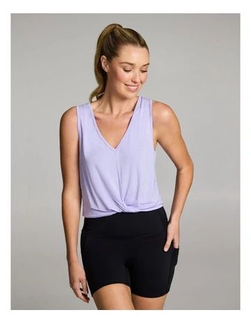 Twist Front V Neck Tank in Ultraviolet