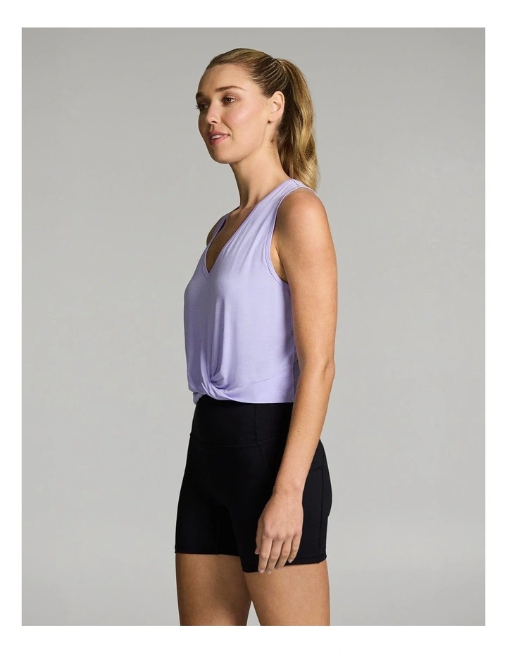 Twist Front V Neck Tank in Ultraviolet image 3