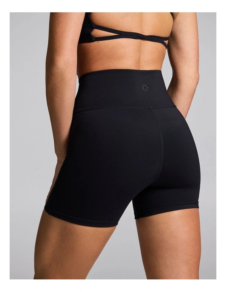 Cross Front Mid Thigh Bike Shorts in Black image 2