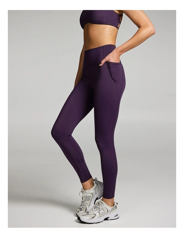 No Front Seam Pocket Full Length Tights in Plum image 3