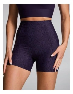 No Front Seam Mid Thigh Bike Shorts in Purple