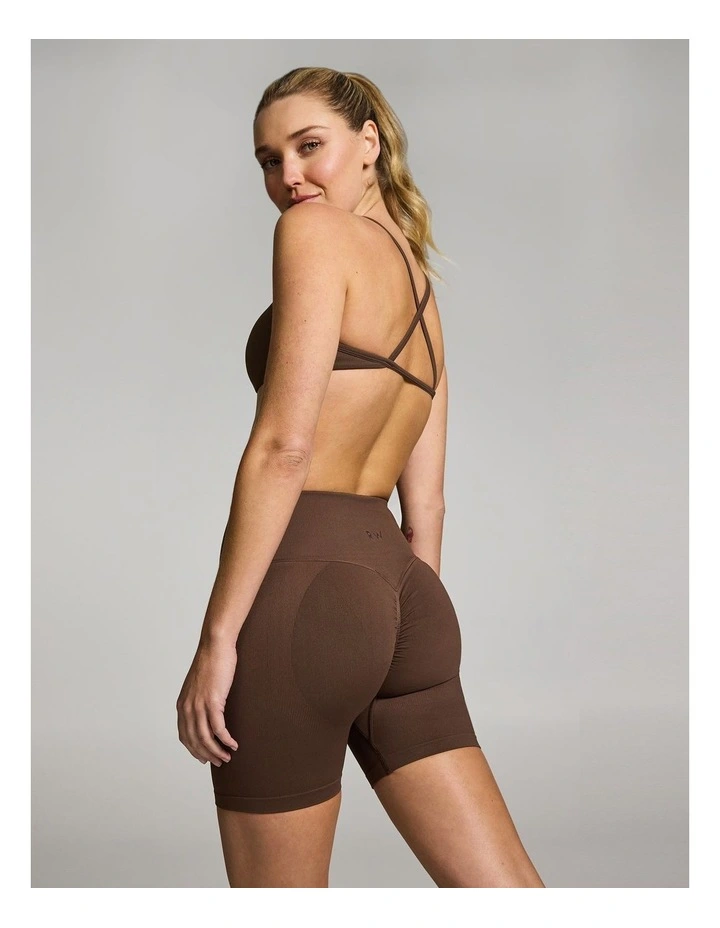 Booty Booster Scrunch Bum Bike Shorts in Walnut image 6