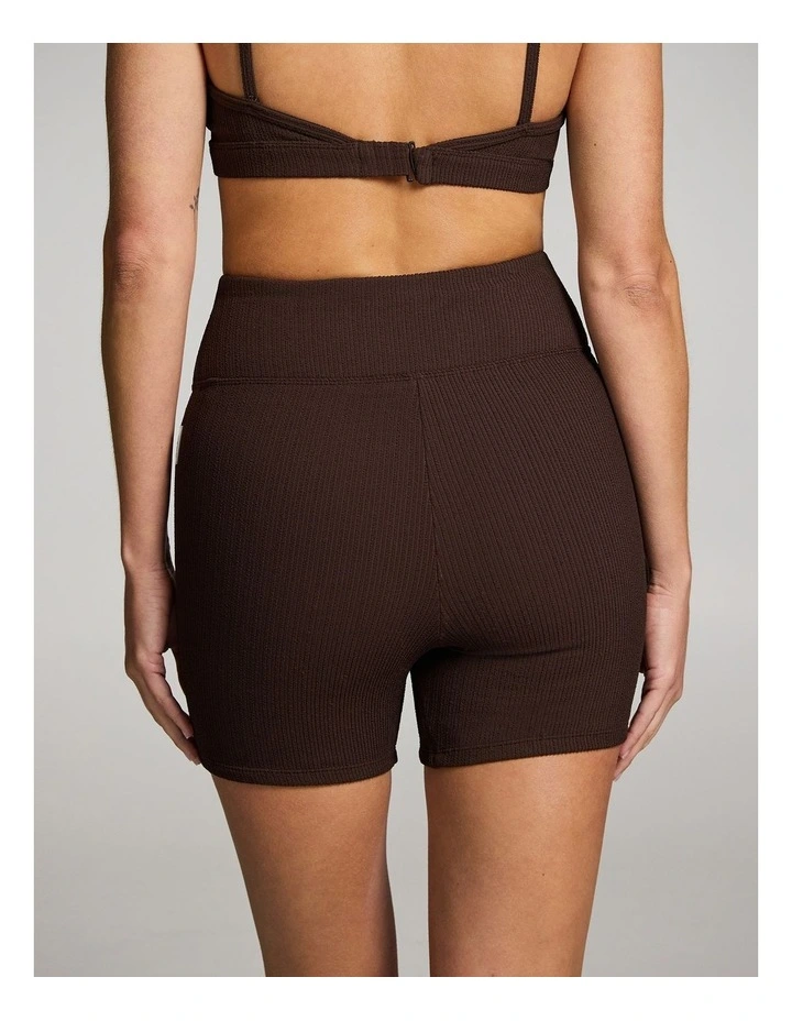 Swim Mid Thigh Bike Shorts in Brown image 2