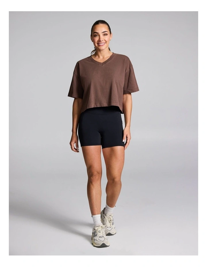 V Neck Hip Length Tee in Walnut image 5