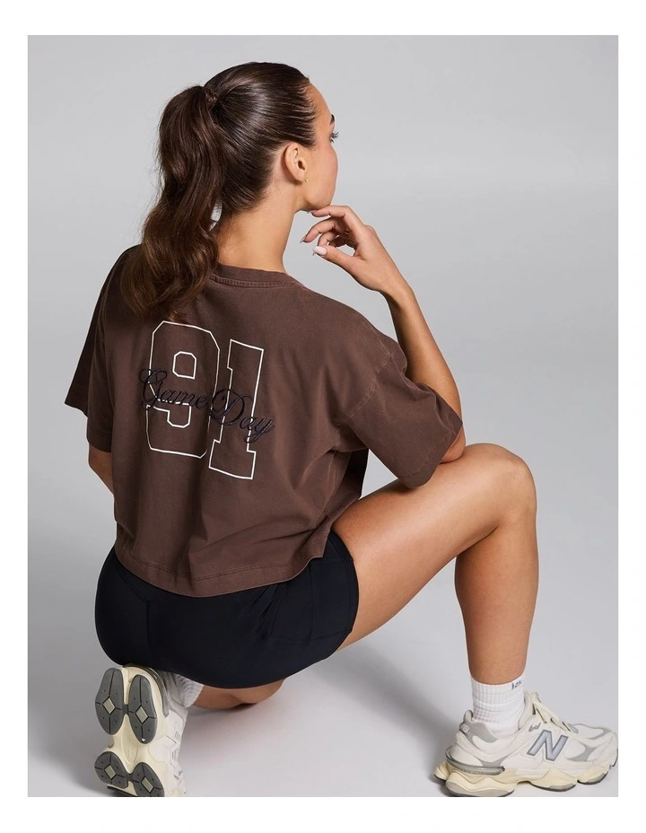 V Neck Hip Length Tee in Walnut image 6