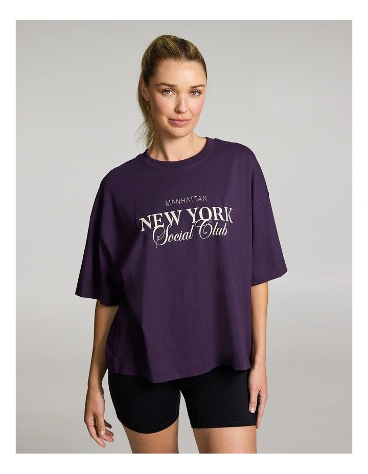Oversize Boxy Tee in Plum image 1