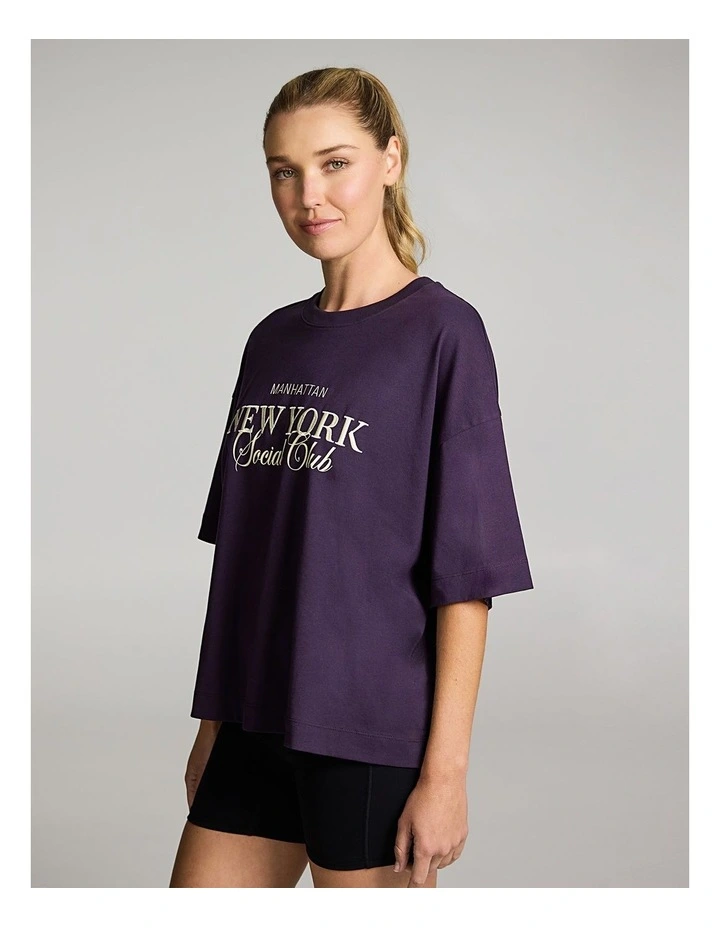 Oversize Boxy Tee in Plum image 3