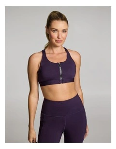 Velocity Medium Impact Zip Sports Bra in Plum