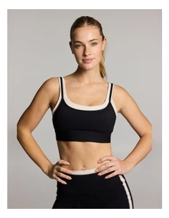 Double Up High Impact Sports Bra in Black And Alabaster