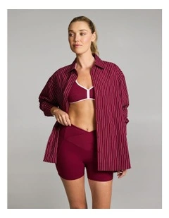 Stripe Cotton Shirt in Ruby
