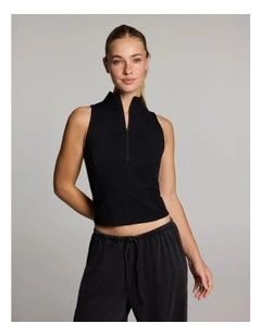 Base One Half Zip Tank in Black