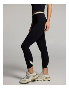 Blocked Pocket Ankle Grazer Tights in Black