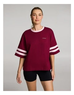 Blocked Boxy Tee Ruby in Red