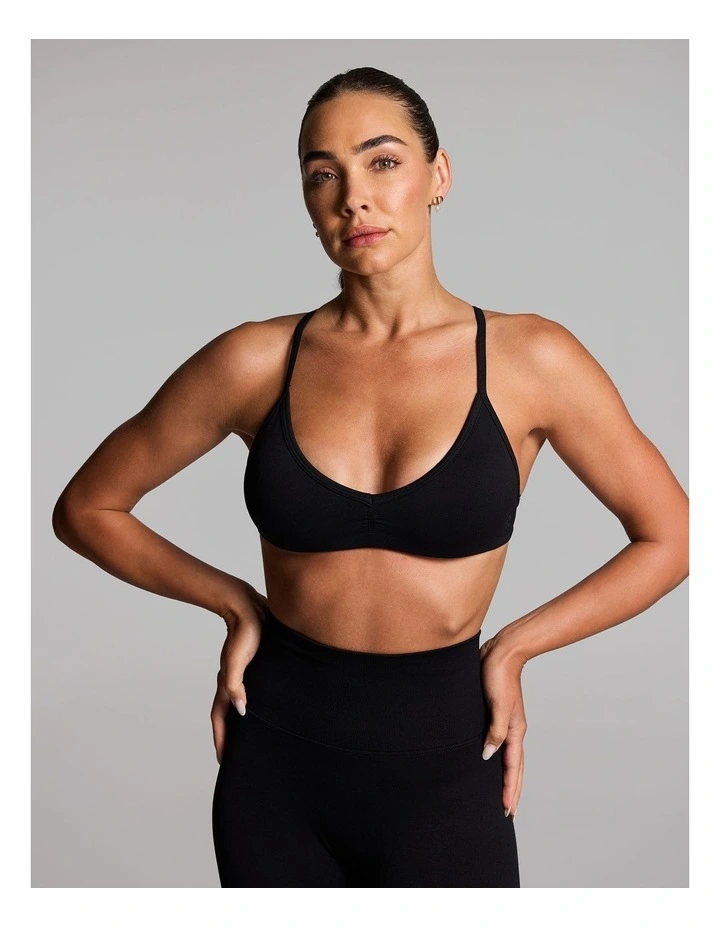 Seamless Scrunch Low Impact Sports Bra in Black image 1