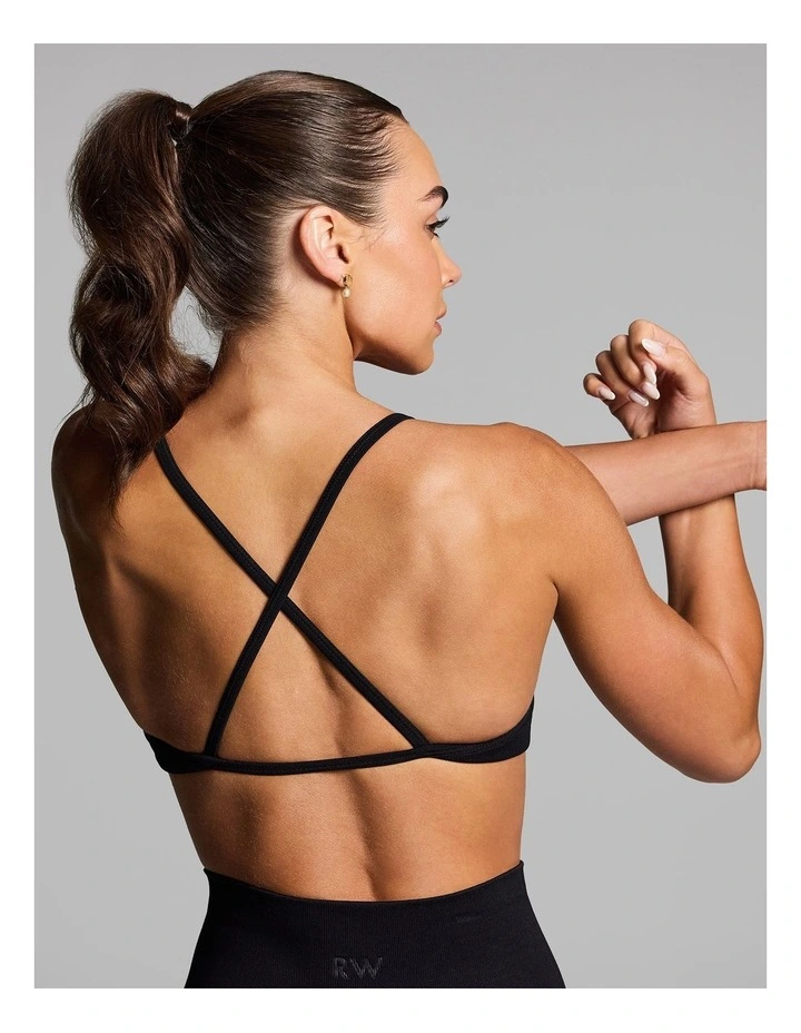 Seamless Scrunch Low Impact Sports Bra in Black image 2