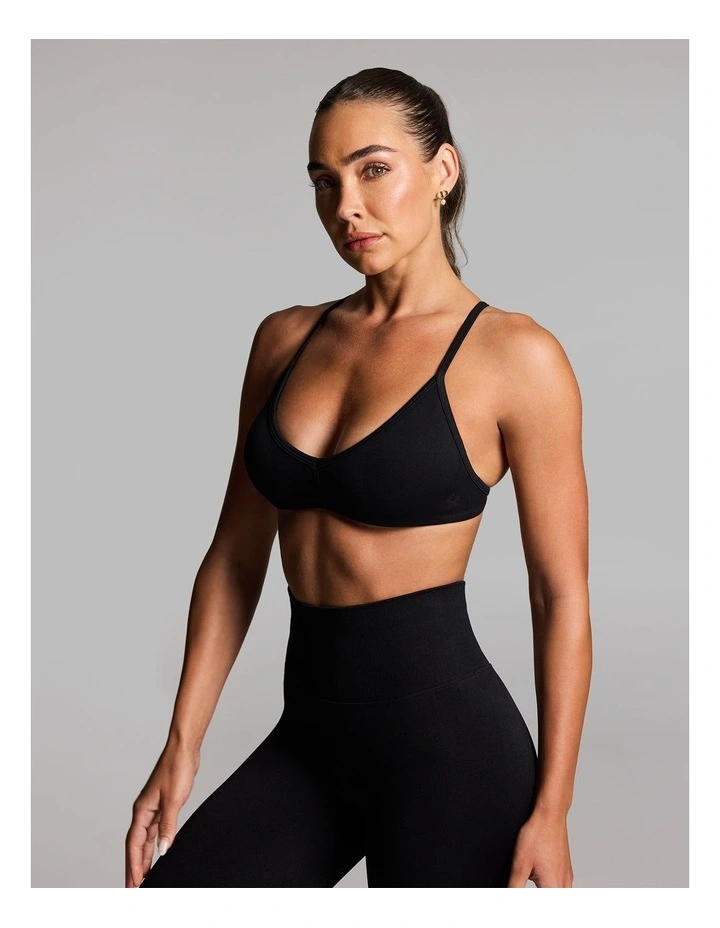 Seamless Scrunch Low Impact Sports Bra in Black image 3