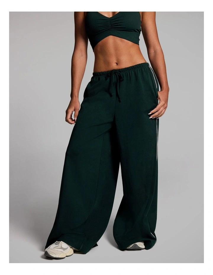 Cotton Jersey Extra Wide Leg Pants in Forest image 1
