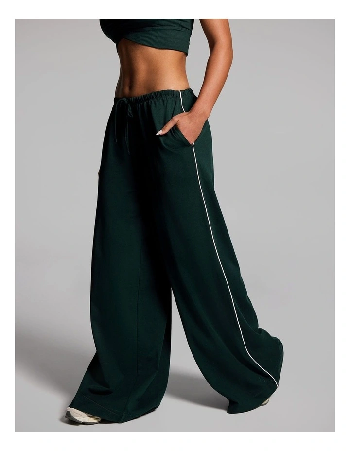 Cotton Jersey Extra Wide Leg Pants in Forest image 3