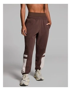 Blocked Fleece Joggers in Walnut