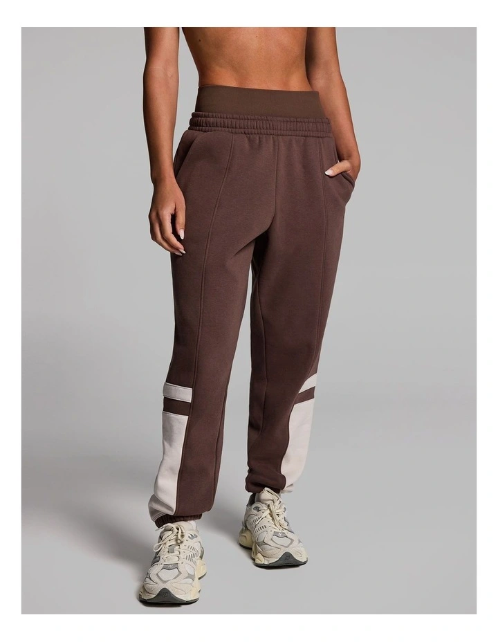 Blocked Fleece Joggers in Walnut image 1