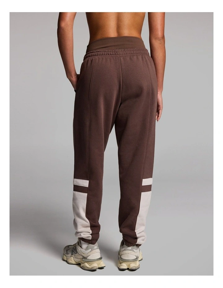 Blocked Fleece Joggers in Walnut image 2