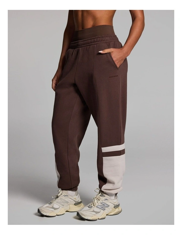Blocked Fleece Joggers in Walnut image 3