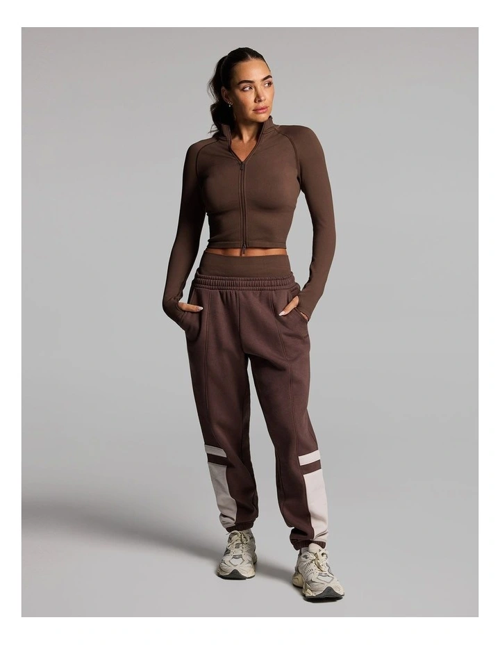 Blocked Fleece Joggers in Walnut image 5