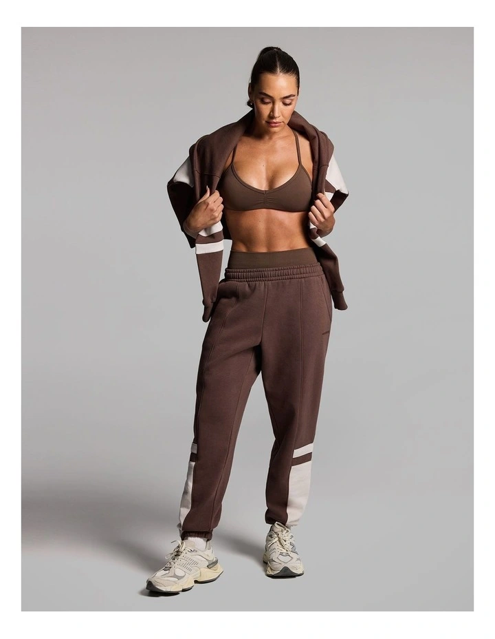 Blocked Fleece Joggers in Walnut image 6