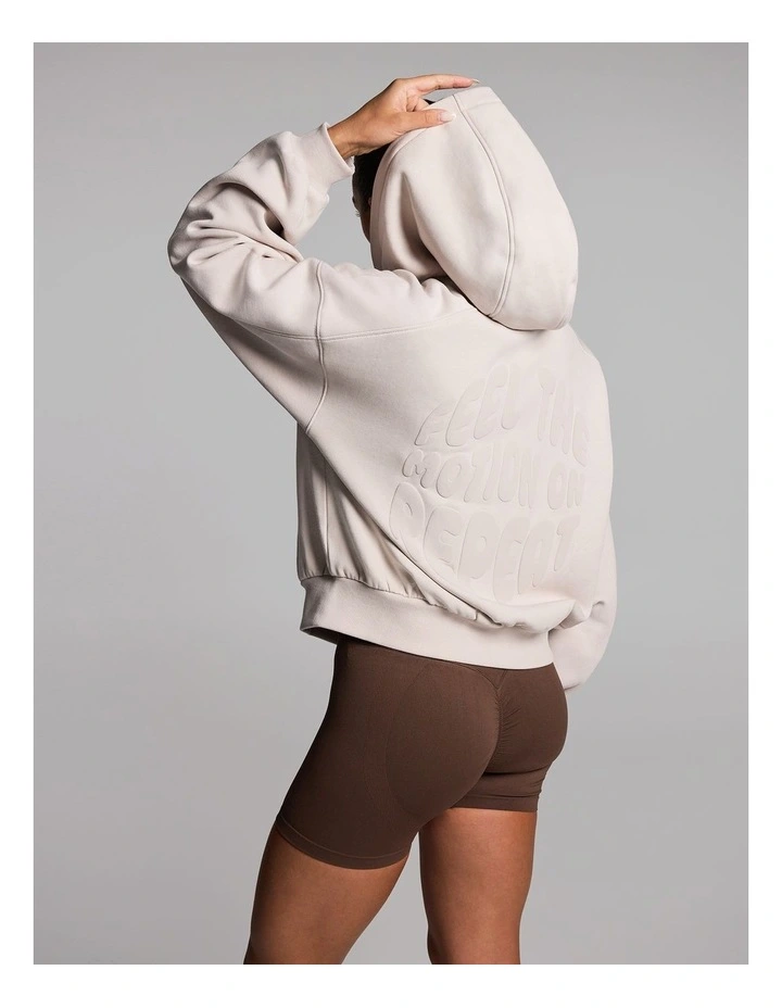 Cosy Fleece Oversized Zip Through Hoodie in Porcelain image 2