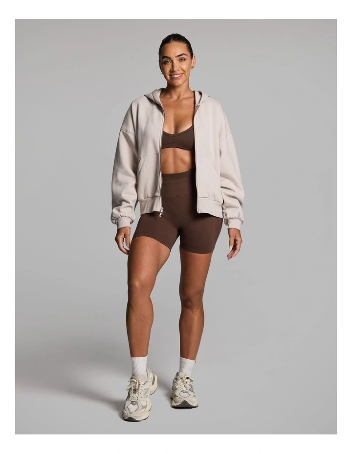 Cosy Fleece Oversized Zip Through Hoodie in Porcelain image 5