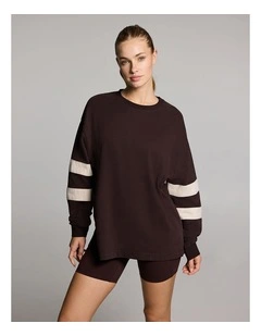 Blocked Long Sleeve Top in Cocoa