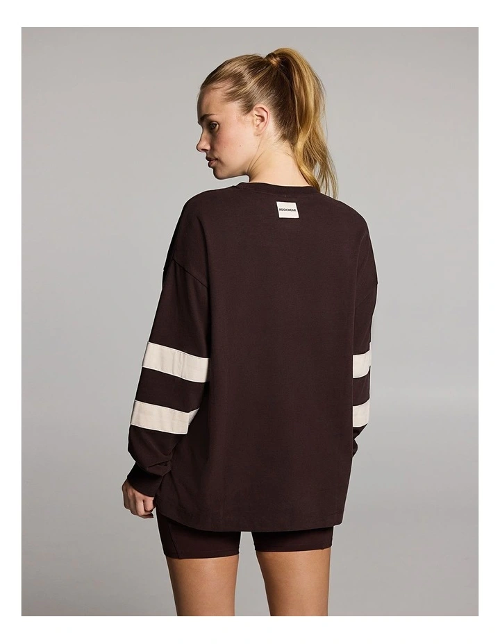 Blocked Long Sleeve Top in Cocoa image 2